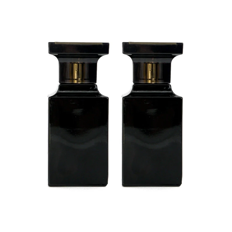 55ml luxury dark black square glass pump spray bottle for oil perfume
