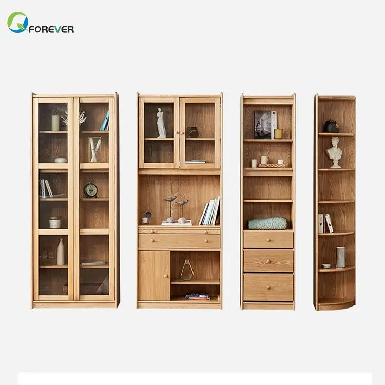 Wholesale OEM  bookcase wooden  bookshelf filing cabinet with glass door