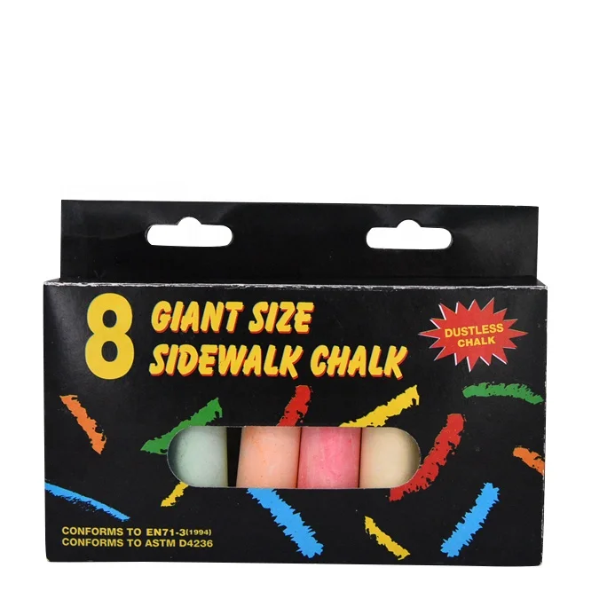 Jumbo Wholesale Sidewalk Dustless Bright Color  big chalk Bulk Packing School  children kids chalk outside playing chalk