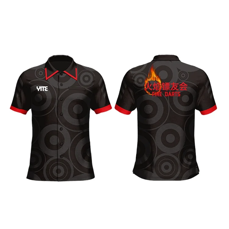 Полностью сублимационная Высококачественная футболка дартс черная дышащая рубашка Дартс на