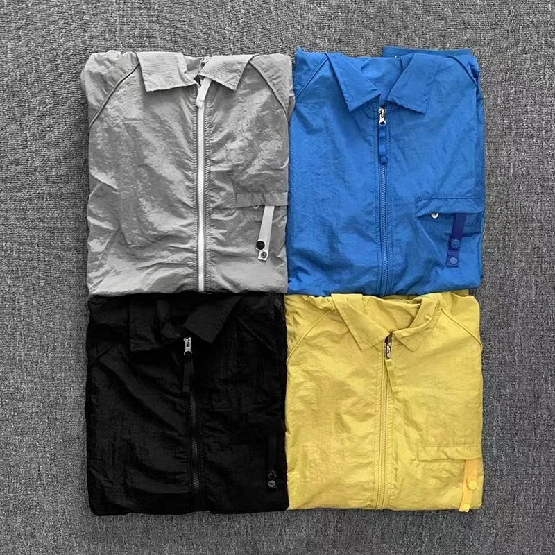 Embroider logo Stone loose casual shirt Island men women metal nylon reflective waterproof reversible shirt jacket