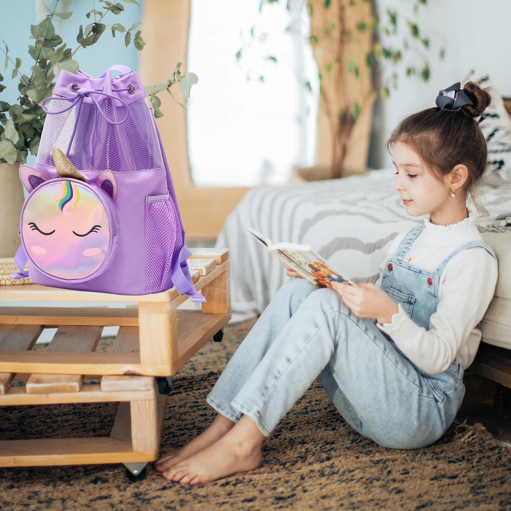 MOQ 50 Customize clear EVA picnic drawstring bagpack Kids backpack school bags for girls boys