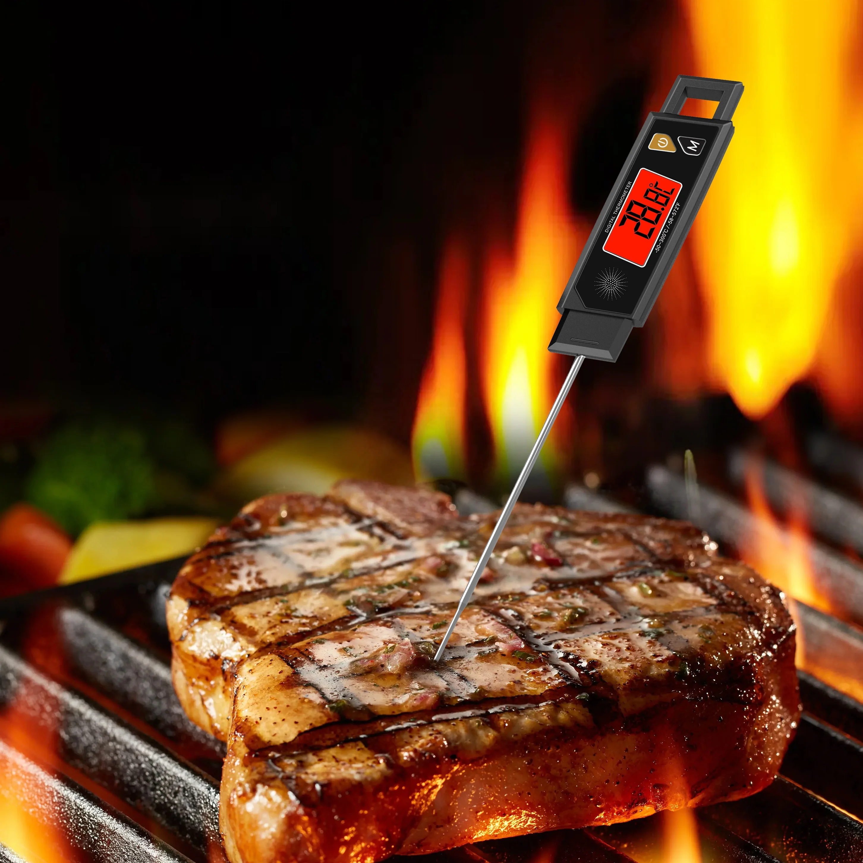 New Design Stainless Steel Probe Cover Waterproof Digital Instant Read Meat Thermometer