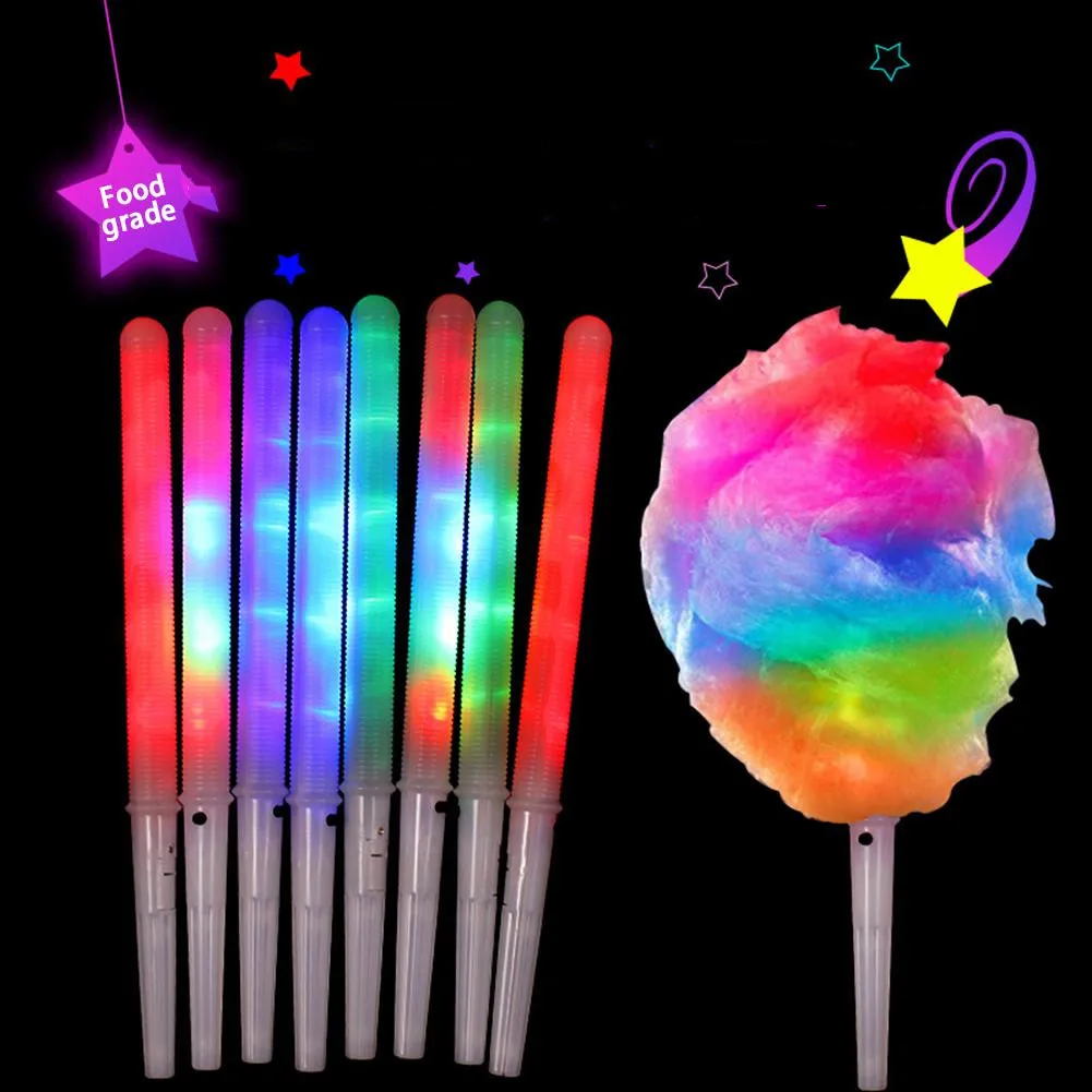New type Led Cotton Candy Light Cones Colorful Glowing Luminous Marshmallow Cone Stick Party Favors Supply Flashing Color