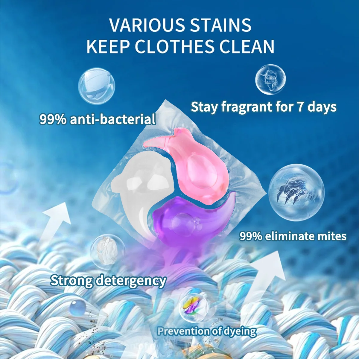 Eco-friendly 3in1 Laundry Detergent Pods 30 Count Superior Cleaning Power Stain Remover  Lavender Vanilla Scent Wash Capsules