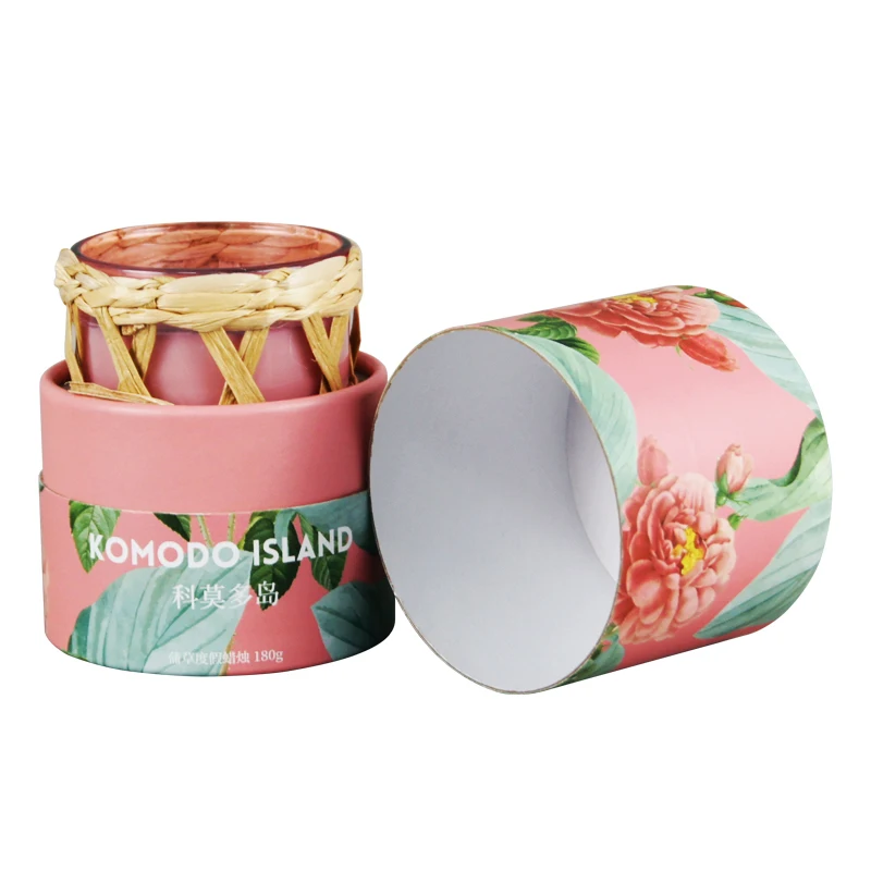 Customized aromatherapy candle packaging, recyclable biodegradable white cardboard, environmentally friendly paper can