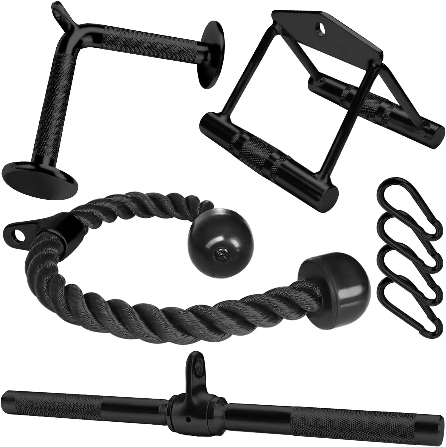 Cable Machine Accessories for Weight Lifting LAT Pull Down Attachment V Handle V-Shaped Bar Tricep Rope Rotating Straight Bar