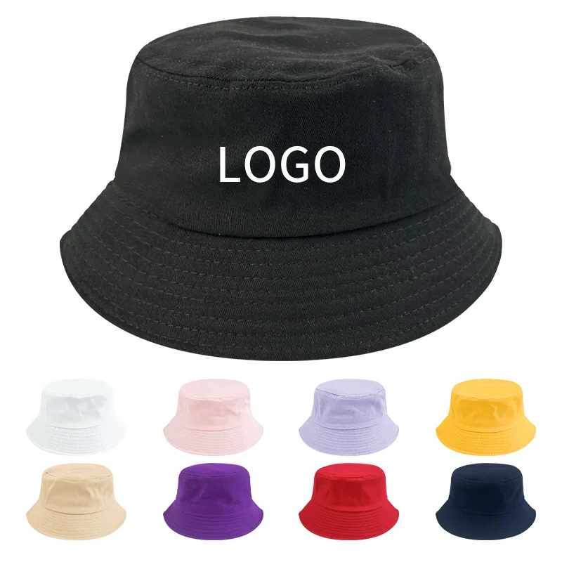 Solid Printed All Cotton Custom Bucket Hats Wholesale Embroidered Logo Wide Brim Blank Fisherman Caps Casual Plain Buckets Hats