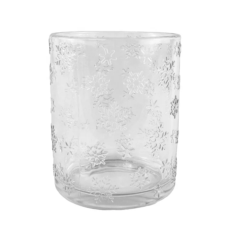
Большая стеклянная чашка со снежным узором 