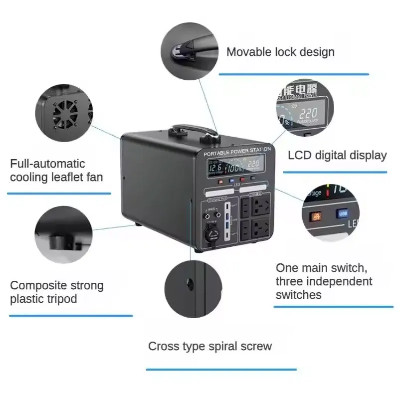1500 watt 2000 watt camping portable power supply 2000w home power station solar generator for household outdoor