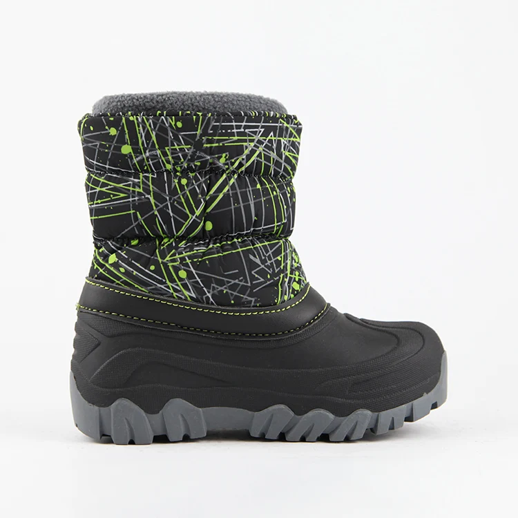 Outdoor Non-Slip Boot Waterproof Kids Snow Boots Boys Girls Walking Winter Fur Lined Warm Shoes