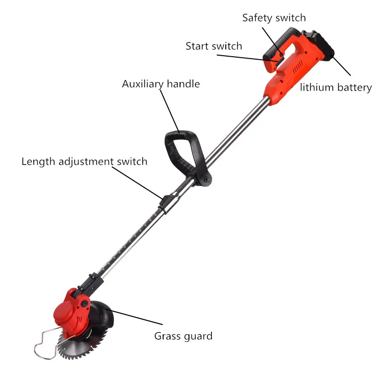 Electric Grass Trimmer Edger Mower 21V Lithium-Ion Cordless Weed Brush Cutter Kit Garden Tools grass trimmer with Replace Blade