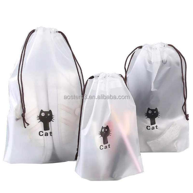 Custom Pouch Pe Plastic Rope Packaging Clothes Bag With Drawstring Pocket