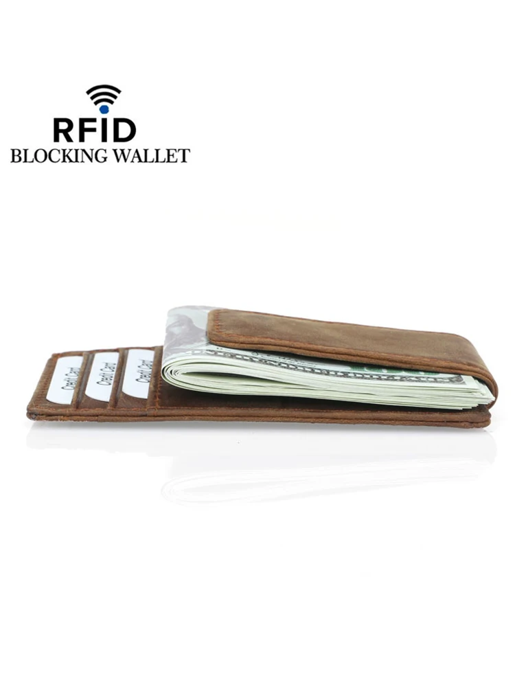 Wholesale Custom Men Leather Card wallet card bag integrated ultra-thin leather magnetic suction card bag wallets