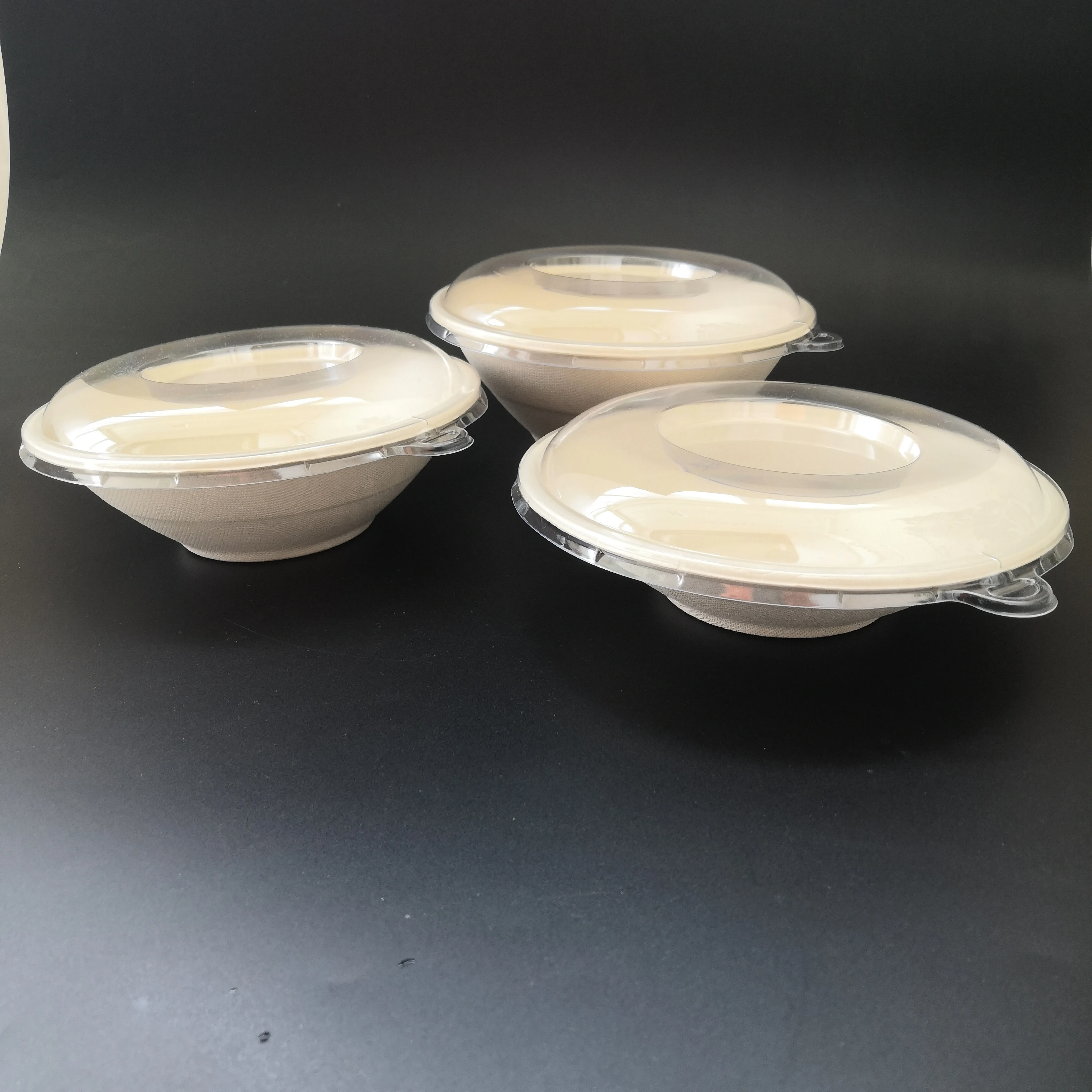24oz 32oz 40oz compostable disposable biodegradable sugarcane sugar cane food takeaway bagasse bowl soup salad bowl with lid