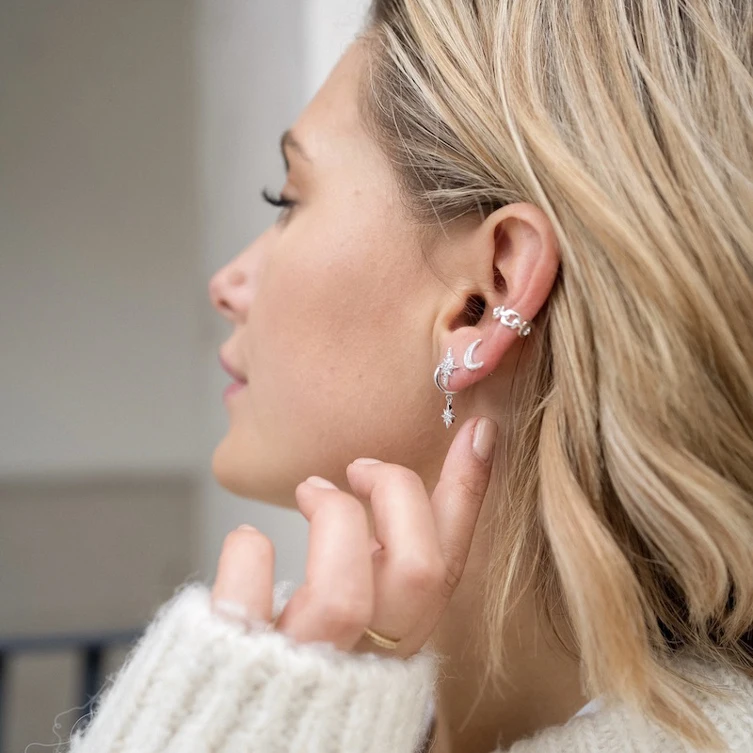 Gemnel wholesale ear cuff 925 sterling silver no piercing cuban cuff earrings