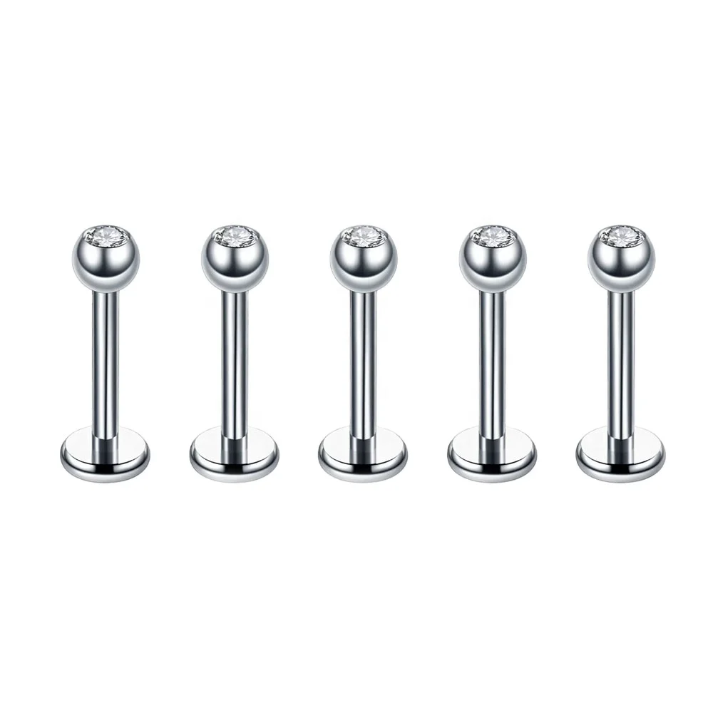 1pcs G23 Titanium Internally Thread Labret Lip Studs Rings CZ Ear Cartilage Tragus Helix Piercing Sexy Body Jewelry 16G