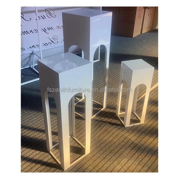 3 Pieces Square Metal Flower Display Stand Customized White Flower Stand Wedding Centerpieces with Good Price