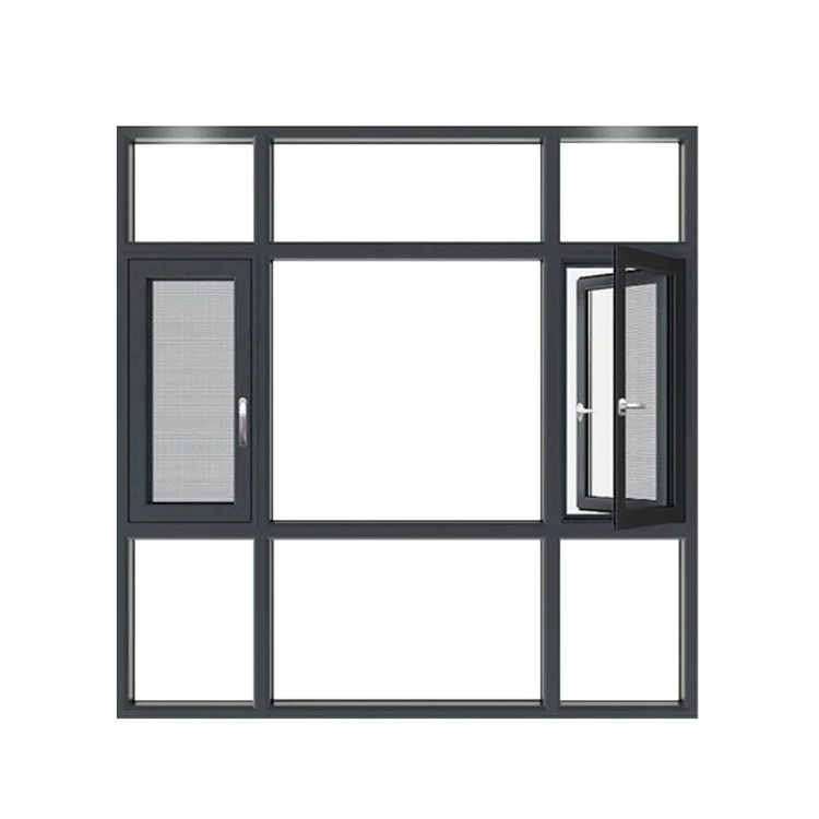 New Design Triple Glass Aluminum Windows Soundproof Function Horizontally Opened China-Broken Bridge Aluminum Window Extrusion