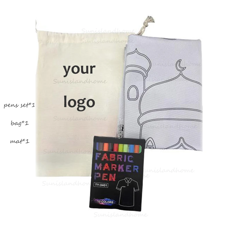 Islamic No Color DIY Prayer Mat Prayer Rug Mat Sajadah with Portable Bag Kids Prayer Ramadan Gift