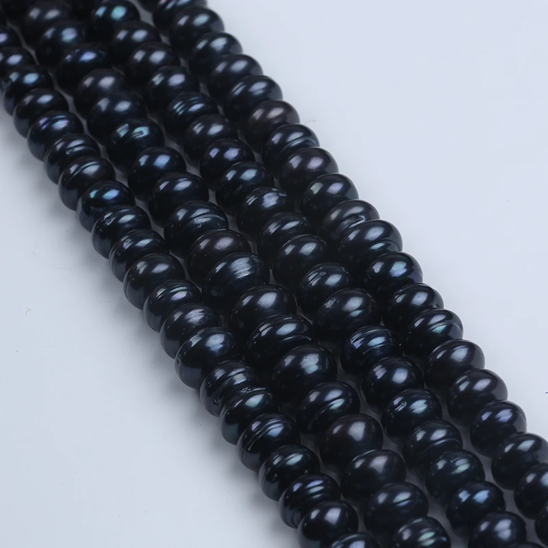 Wholesale Black  Big Size 12-13 mm Button  Freshwater Pearl Strands For  Jewelry Making