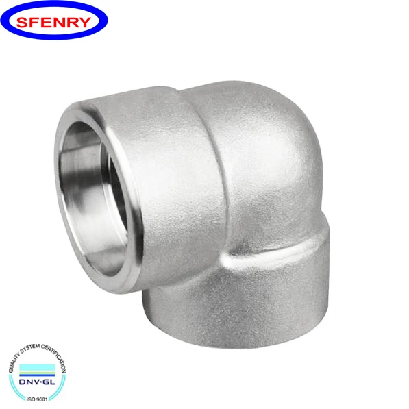 Sfenry ASME B16.11 Forging Pipe Fittings CS Zinc Plated / Cold Galvanized 90Deg Elbow