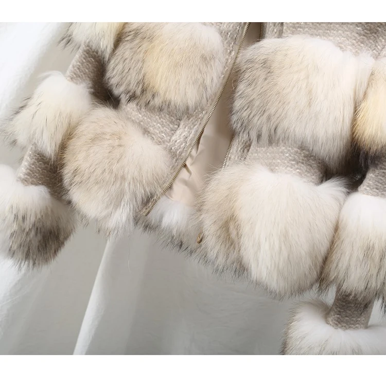 Manufacturer Genuine Natural Raccoon Fur Coat Women Coat Natural Real Fur Jacket Dress Women