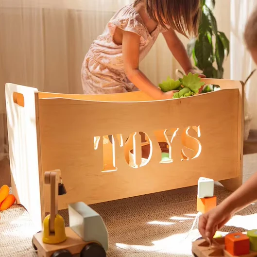 202407 Montessori furniture, Toys organizer, Boxes for toys Storage basket  baby nurseryWooden toy box for toddler playroo