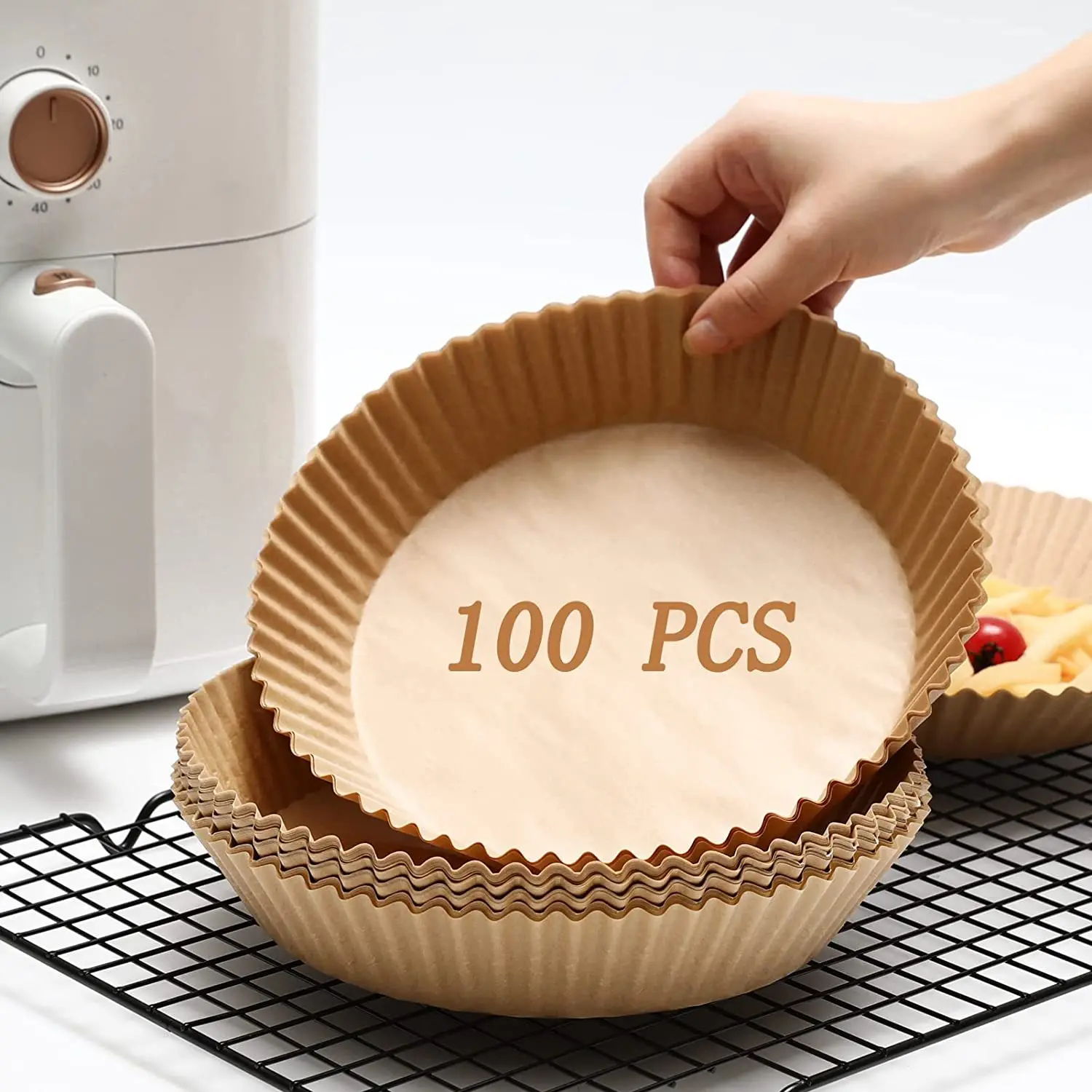 100Pcs Air Fryer Disposable Papers Liner Non-Stick Oil-proof Baking Papers 6.3 inch