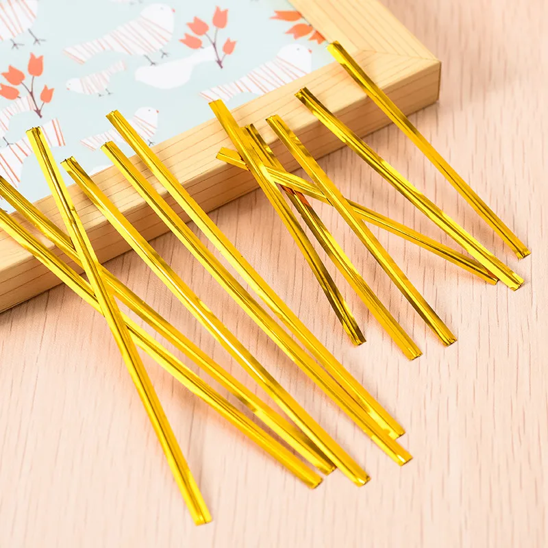 Metallic Roll Green Twist Tie Natur Golden Paper Dauble Wire 100% Pet Packaging Twist Tie Wire Gold and Silver Cable Tie
