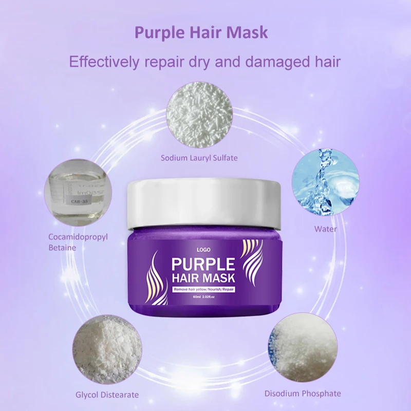 Private Label Professional Blonde Purple Hair Mask Deep Repairing Dry Damaged Hair Purple Hair Mask