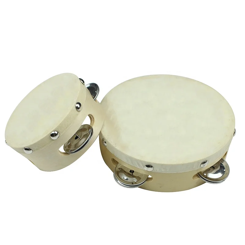 Hot Selling Promotional Good Quality Multi Size Sheepskin Wooden Percussion Instrument Kids Drum Hand Musical Mini Tambourine