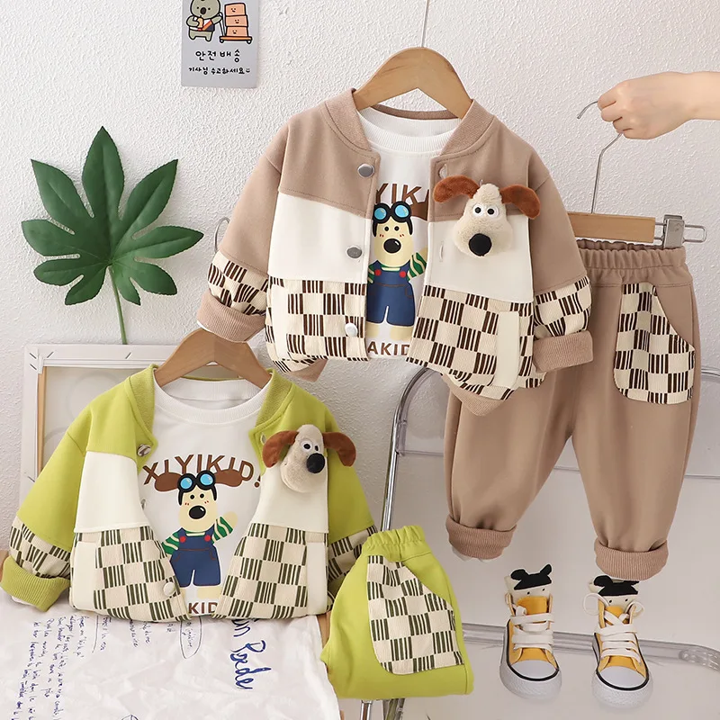Cartoon 3 pieces set elegant clothes for kids girls and boys 2 years