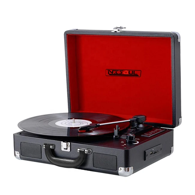 Nisoul Multi turntable player&vinyl player with cd player/usb/sd record/aux input/radio/cassette