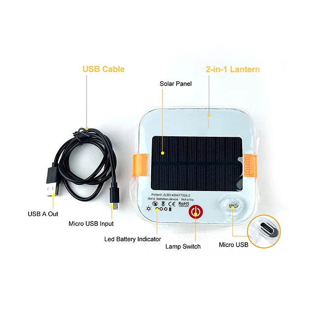 Outdoor Tents Light Charging Solar Light Portable Led Collapsible Hanging Camping Lantern