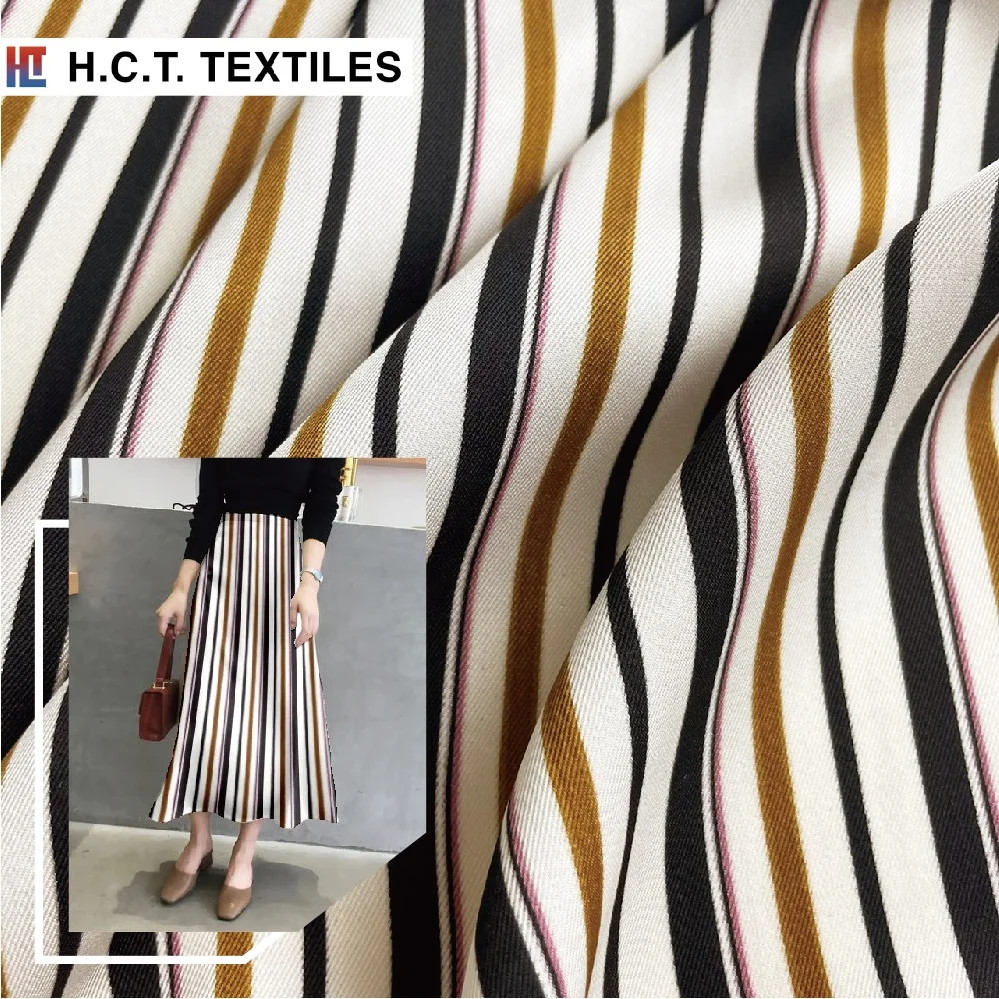 Мягкая и гладкая ткань с принтом в полоску 95 г полиэстер 100% драпировочная диагональным переплетением для платья-Блузки
