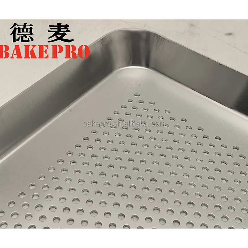 Bakepro Rimless Aluminum Metal Fully Perforated Baking  biscuit Sheet Pan Flat Cookies Baking Sheet Oven black aluminum tray