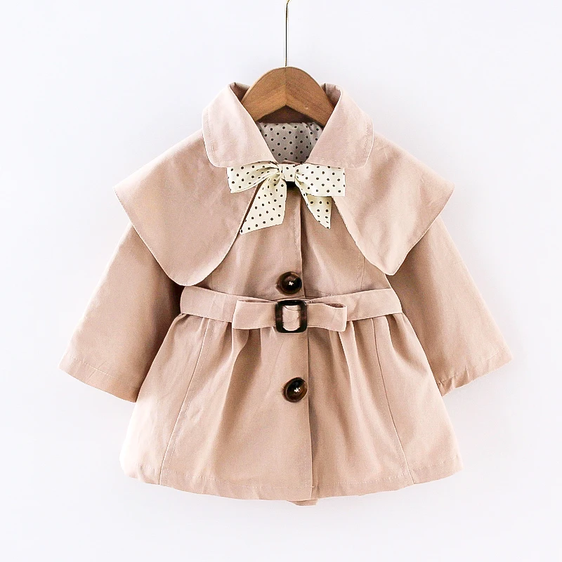 
Fashionable Classical Khaki Toddler Baby Girls Trench Jacket Long Sleeve Windbreaker Warm Wind Coat Overcoat Fall Winter Clothes 