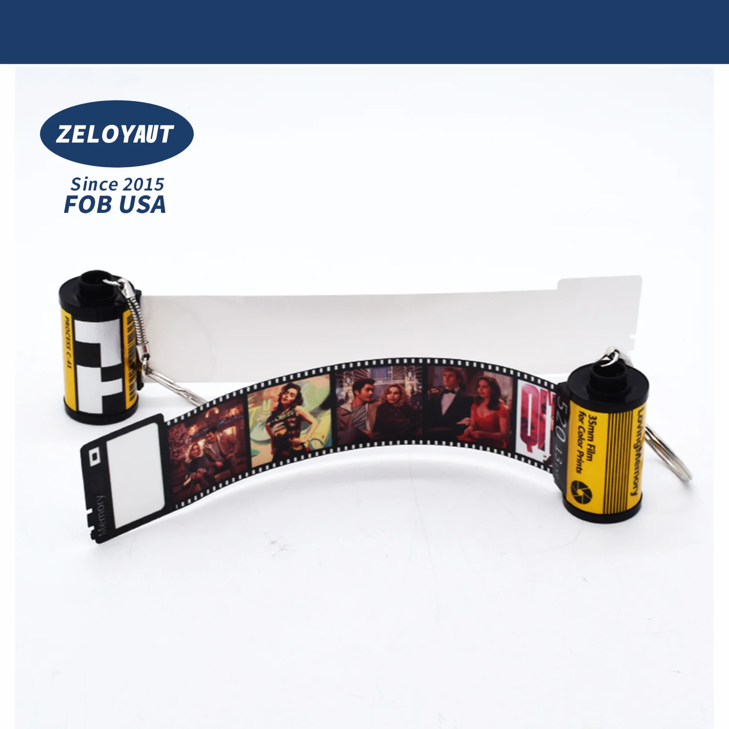 ZELOYAUT Premium PET love memory Film Roll Keychain for Keys, 3D Effect Camera Roll Keyring Sublimation blanks for Heat Press