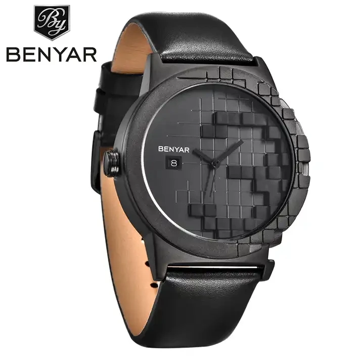 BENYAR 5117 Mens Watch  Luxury Brand  Genuine Leather Strap Waterproof Date Display Analog Sport Watches