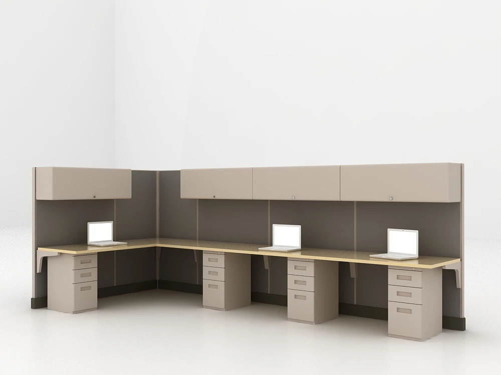 LCN Contemporary Style Modern Office Cubicle for 4 People Glass and Wood MDF Office Partitions with Free Planning