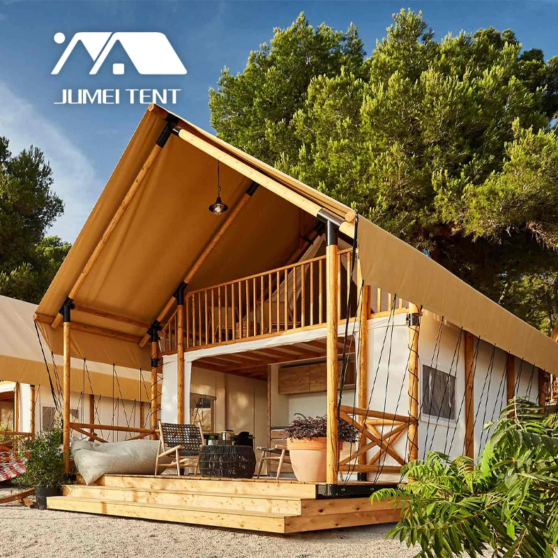 Best offer for 2 story tents glamping tents PVC waterproof safari tent for resorts sites