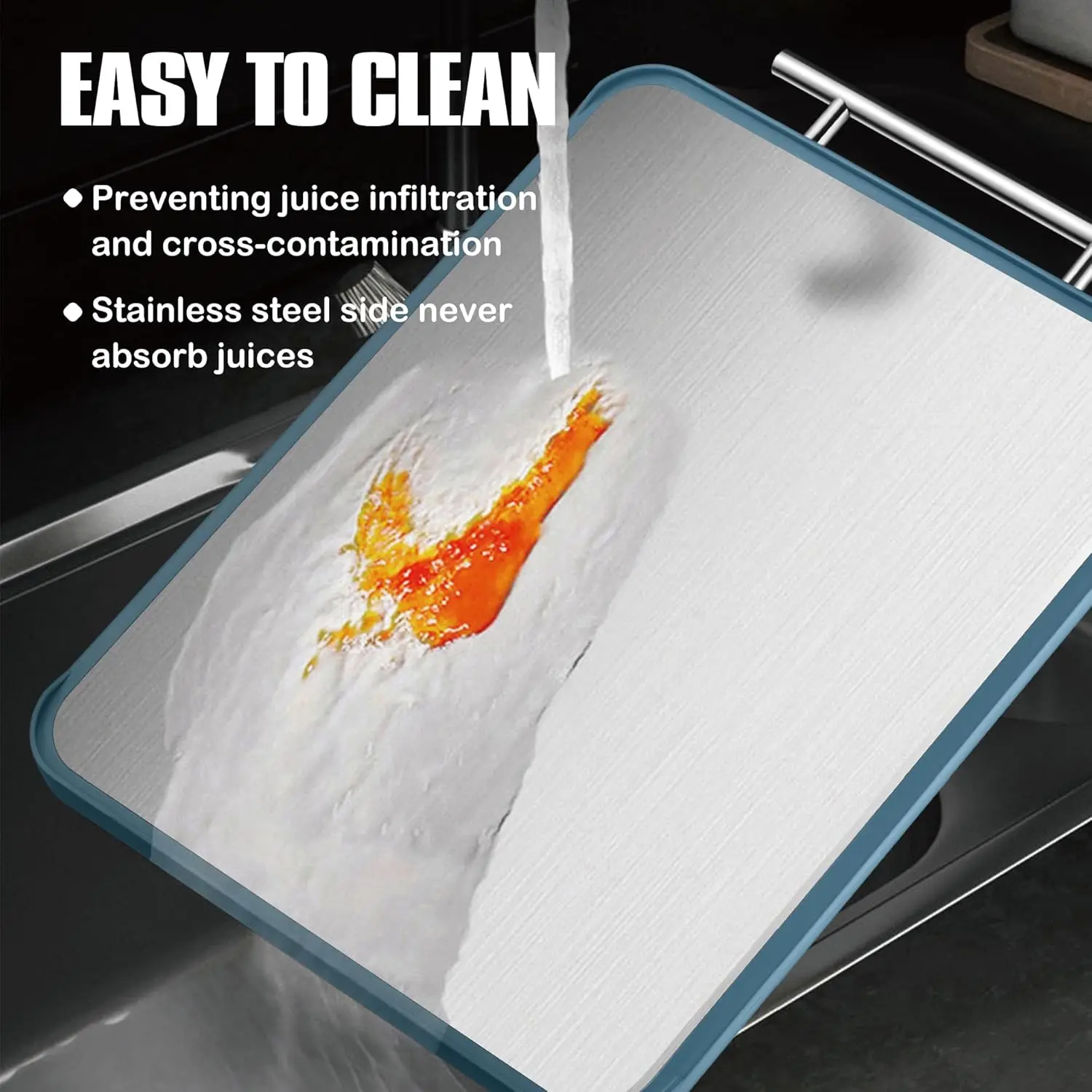 Food Grade Non-slip Easy Clean PP Chopping Serving Blocks 2 In 1 Double Sided Stainless Steel Cutting Board for Kitchen