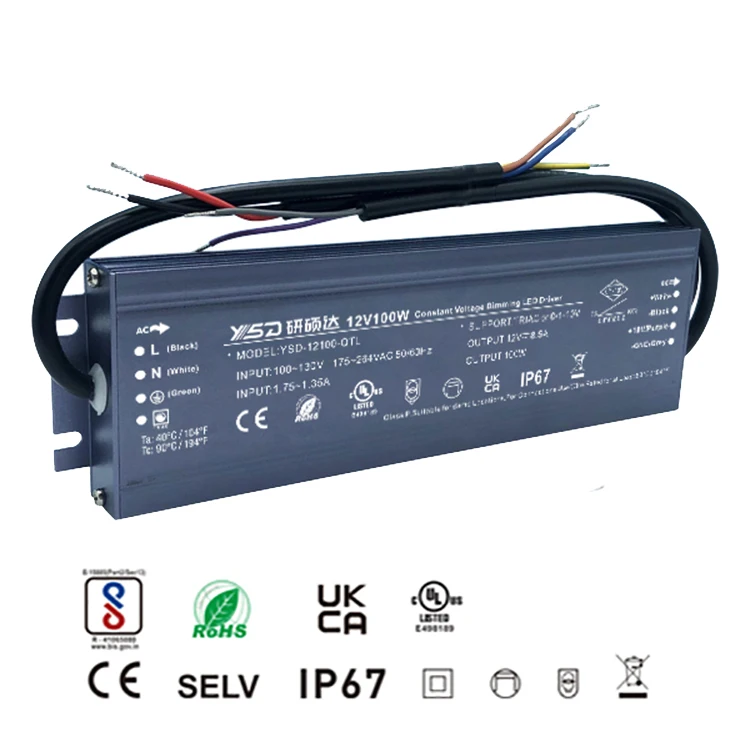 Manufacturer Dimmable Driver With U L listed Quality 12/24V 100-300W IP67 Class P Flicker Free Triac Led Dimmable Driver