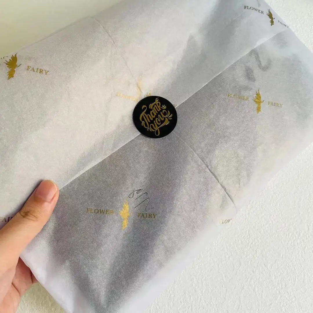 Customised Gloden Logo Black Packaging Paper Tissue Wrapping Paper Clothes Shoes Packaging Wrap Tissue Paper