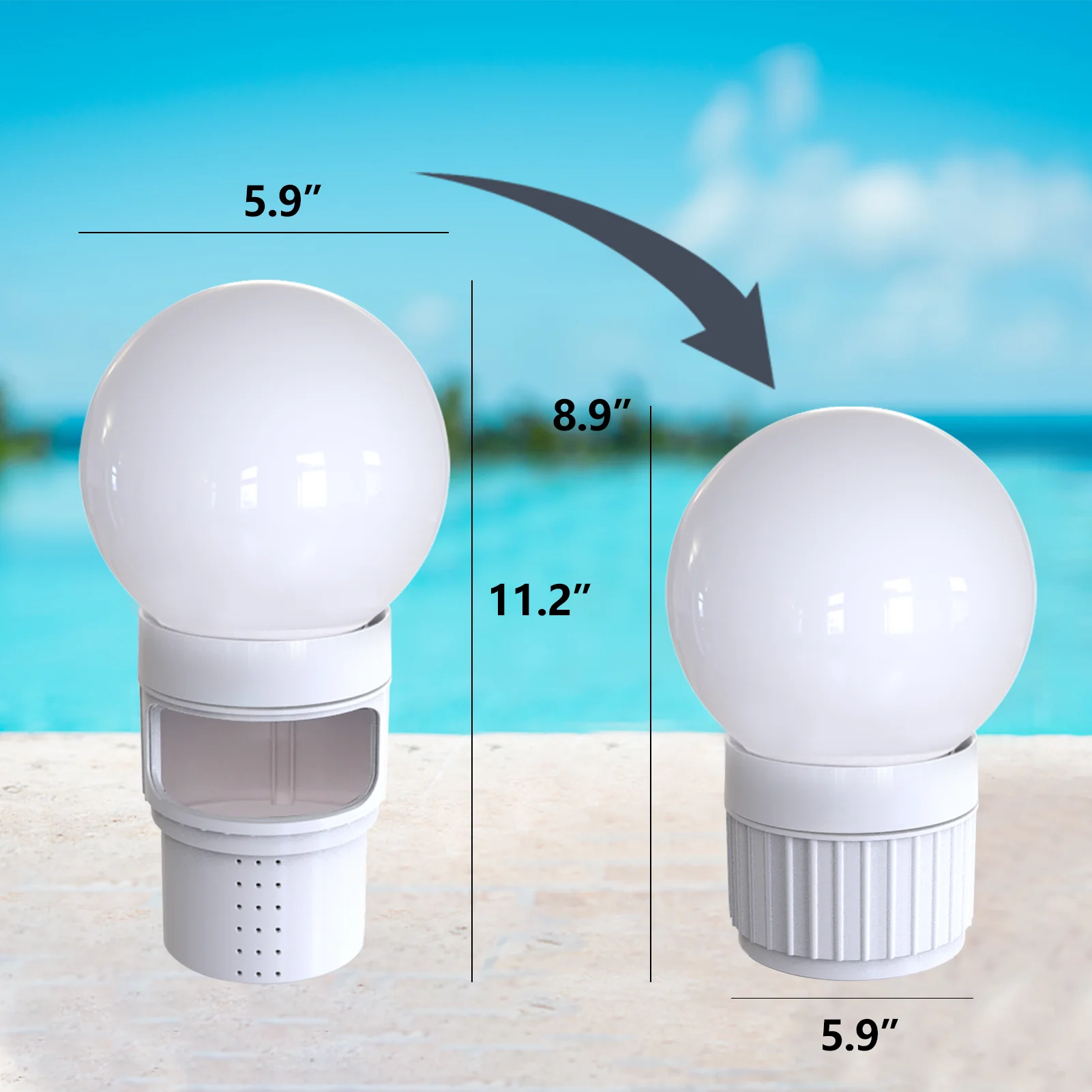 Anti-Sinking Pool Chlorine Dispenser Floater with Colorful Solar Ball Lights Floating Pool Chlorinator for Hot Tub