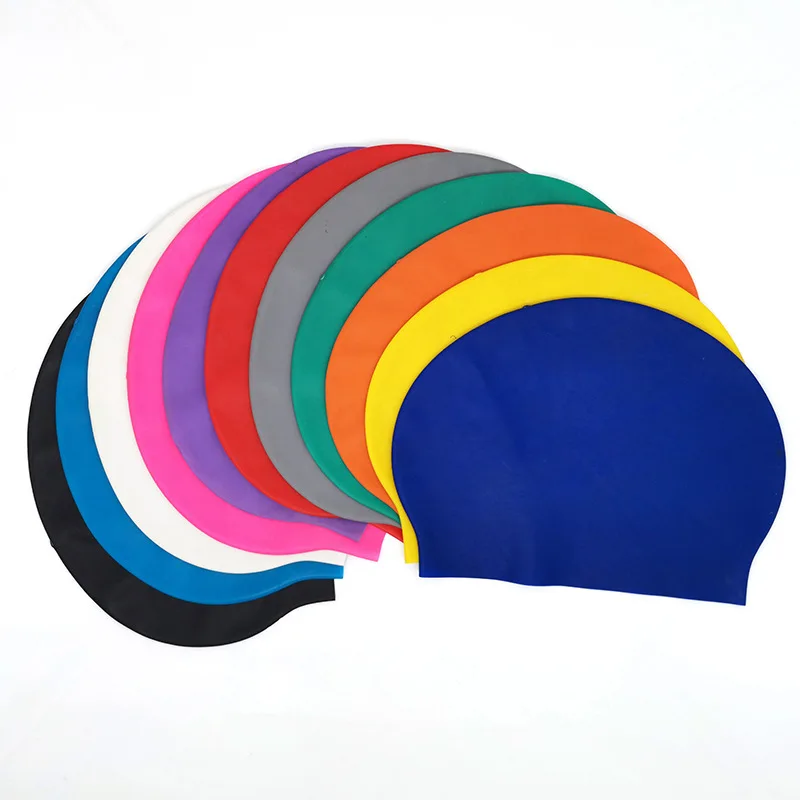 Solid Color Latex Swim Hats (Unisex, One Size Fits Most) for Indoor and Outdoor Swimming