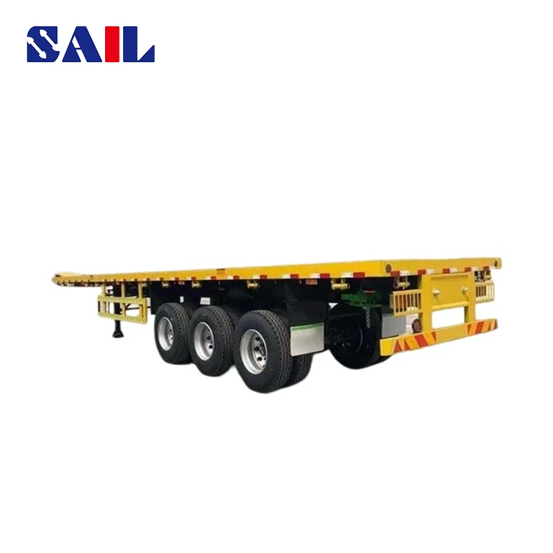 SAIL Custom High Quality 13.6m 3 Axle 40ft Steel Container Carrier Van Bracket Cargo Truck Flatbed Semi Trailer