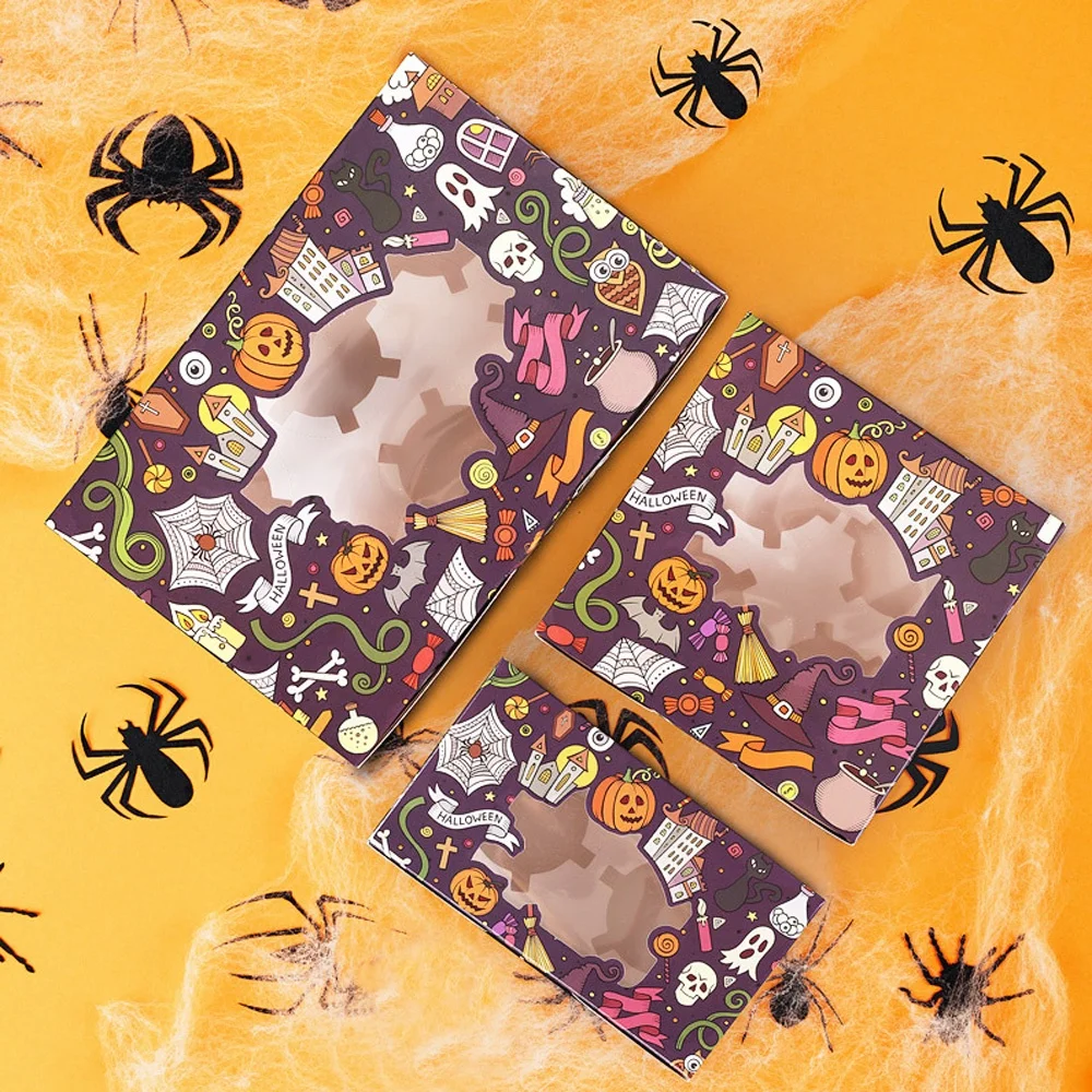 2 4 6 Holes Paper Cupcake Clear Window Cake Packaging Box for Happy Halloween Party Sweet Package Decor