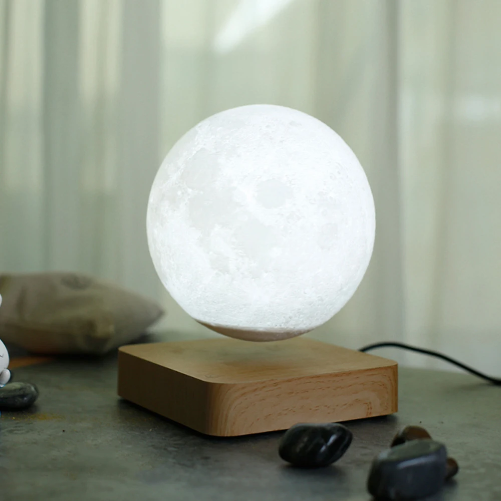 2020 Amazon Hot Fashion Printing Levitating Moon Lamp 3D Creative Magnetic New LED Night Light